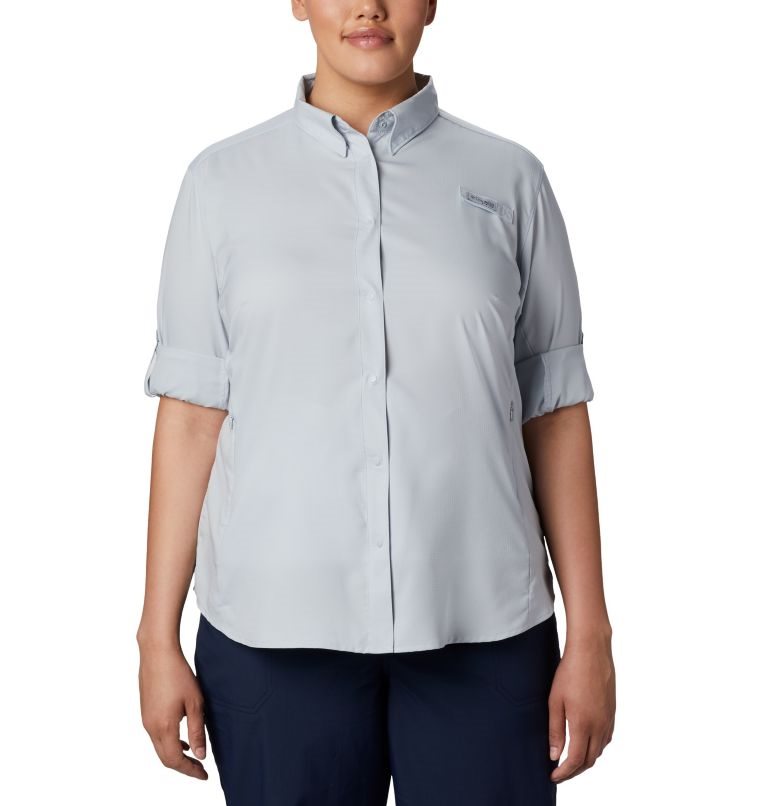 Women's Columbia PFG Tamiami II Long Sleeve Shirts Light Grey | Plus Size CA-L3450